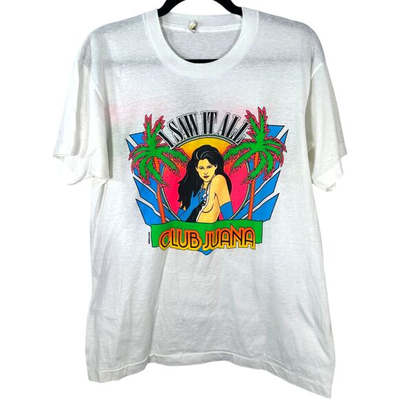 Screen Stars Vintage Single Stitch Club Juana Sexy Woman Strip Club Shirt Large - Picture 1 of 5